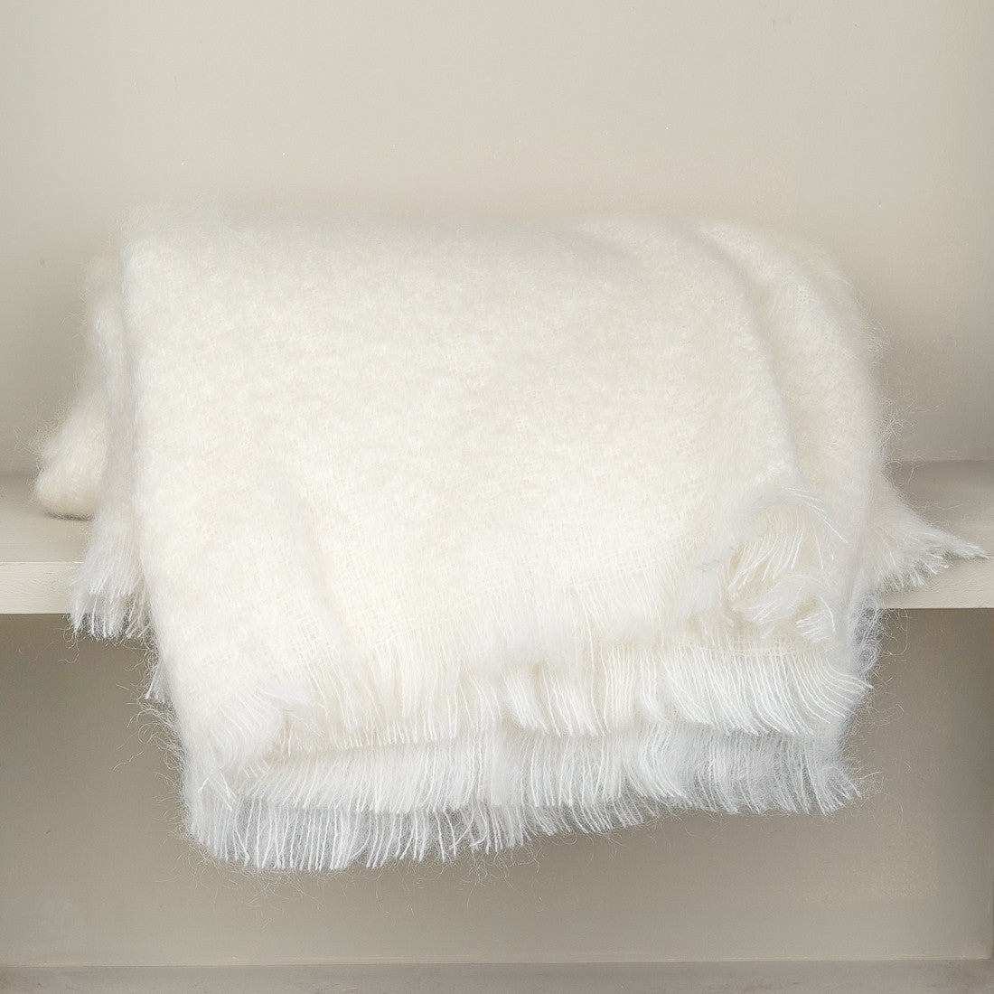 Plaid en mohair 140 x180 cm blanc