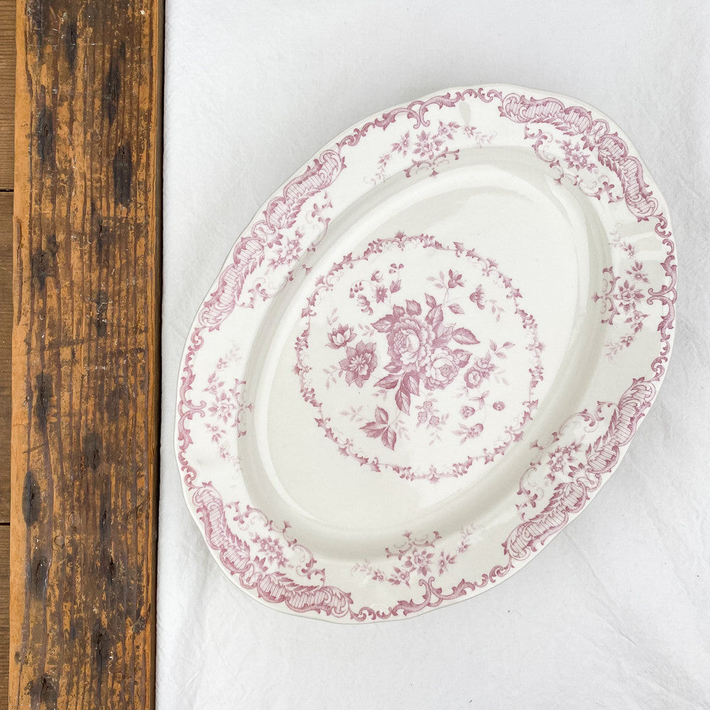 Plat ovale décor floral