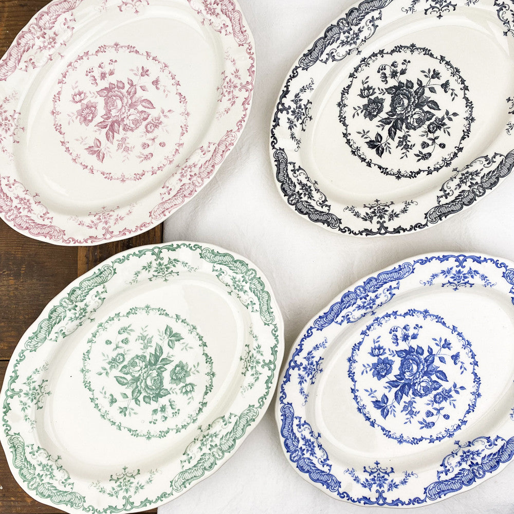 Plat ovale décor floral