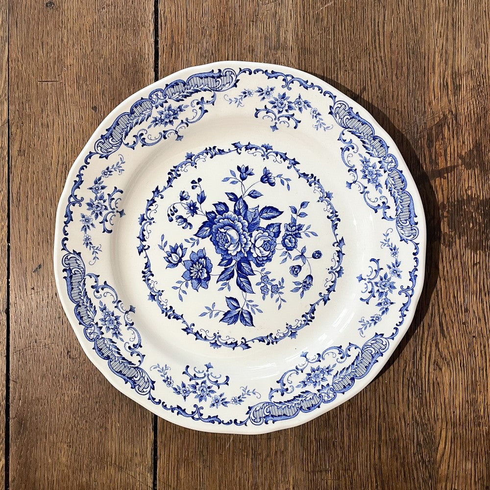 Plat rond décor bleu