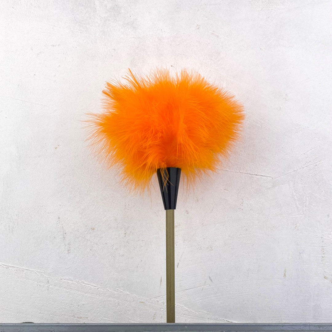 Plumeau en jonc et plumes colorées