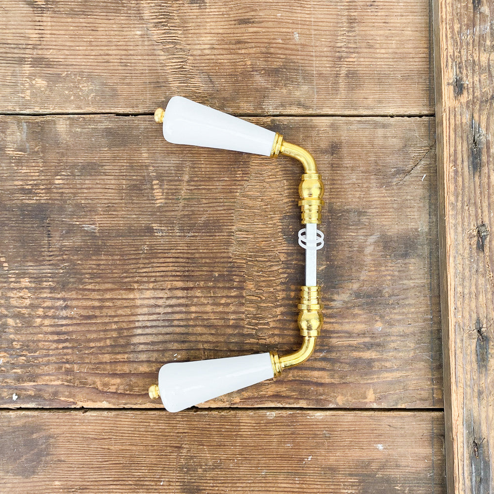 Poignée de porte double en porcelaine blanche
