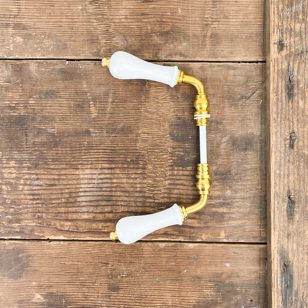 Poignée de porte double en porcelaine blanche