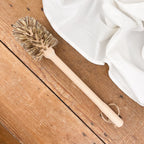 Porte-balayette WC en faïence blanche et sa brosse en bois