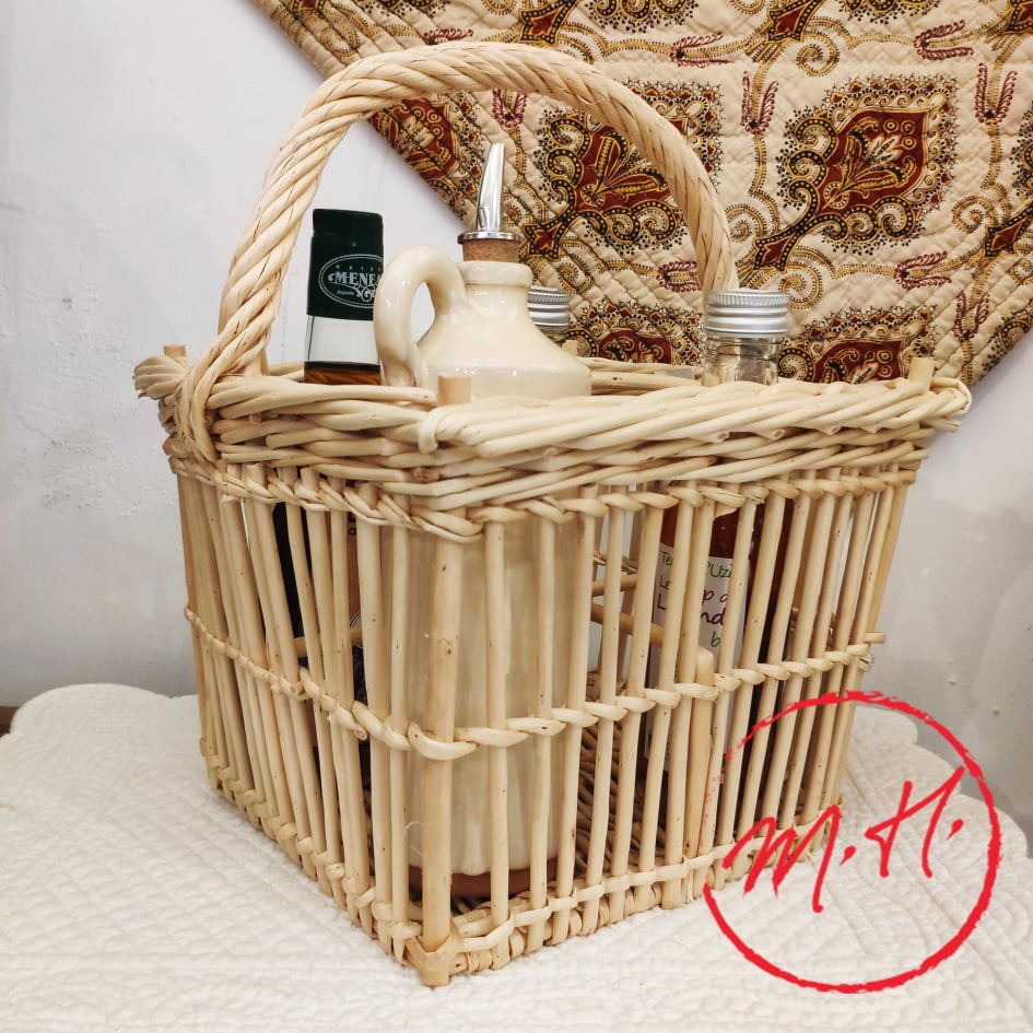 Porte-bouteilles en osier noisette