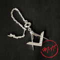 Porte-clés en argent Compas de franc-maçonnerie