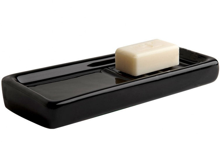 Porte-savon mural en porcelaine noire