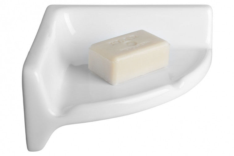 Porte-savon mural d'angle en porcelaine