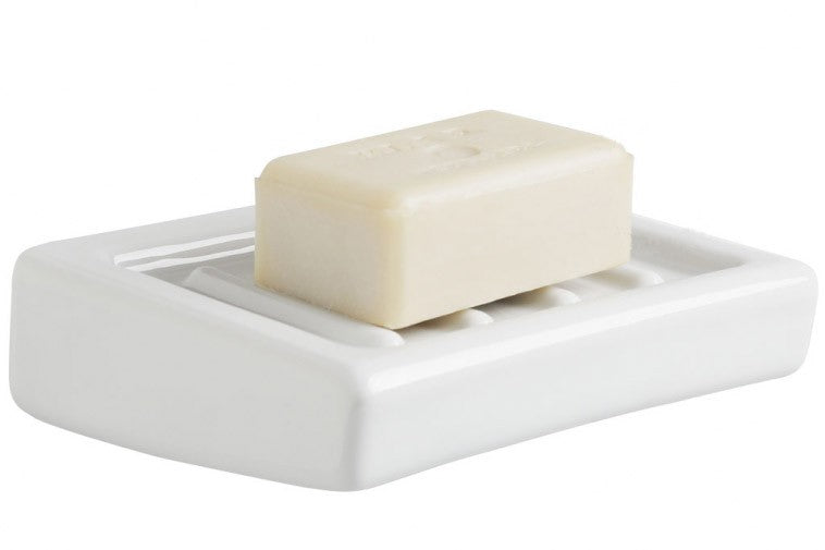 Porte-savon mural en porcelaine blanche