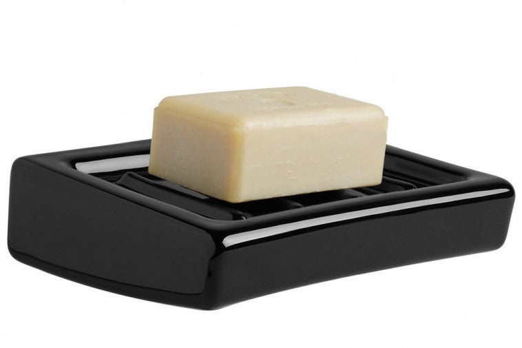 Porte-savon mural en porcelaine noire