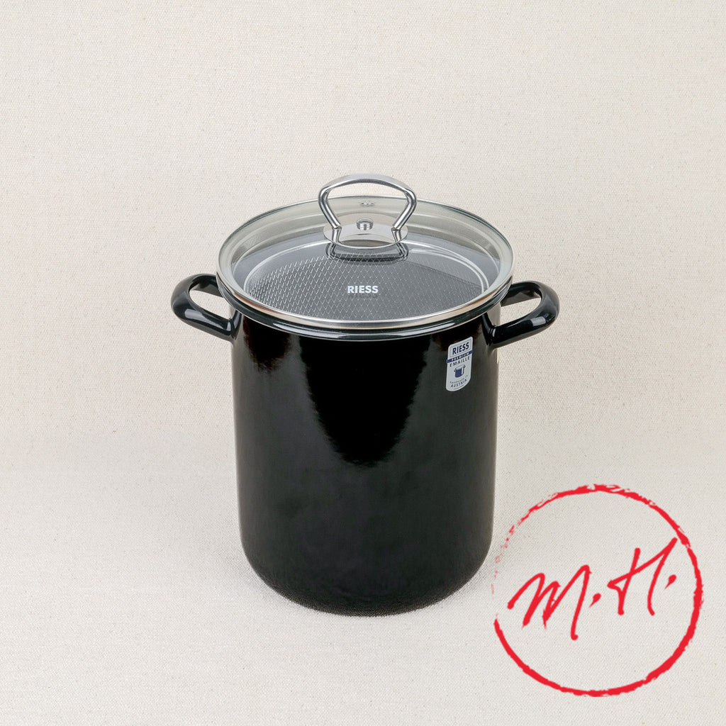 Pot à asperges ou pâtes émail noir