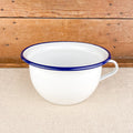 Pot de chambre en émail blanc liseré bleu ibili