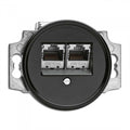 Prise double RJ45 bakélite noire