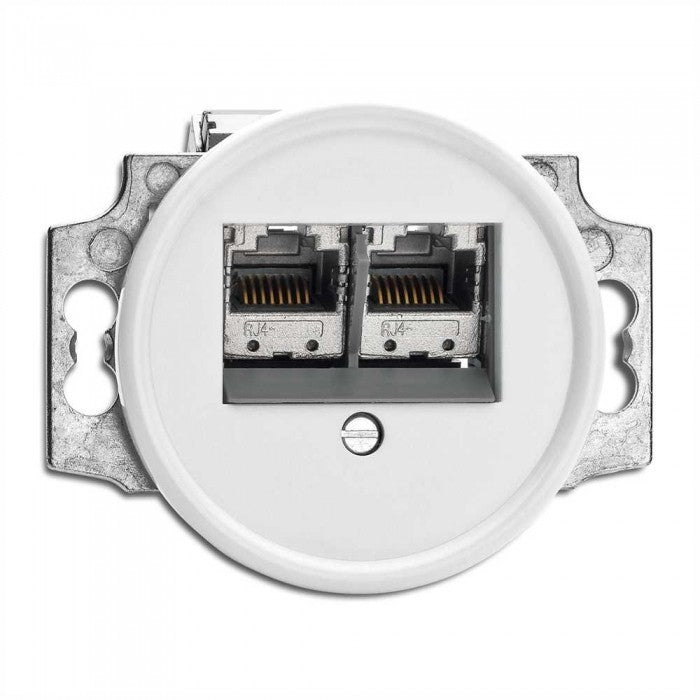 Prise double RJ45 duroplast blanc