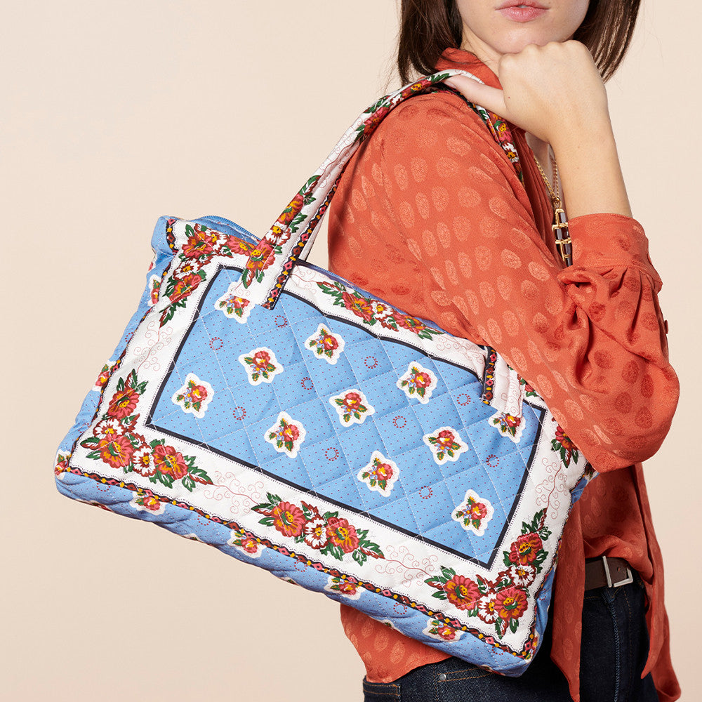 Sac à main matelassé Adiana bleu Souleiado