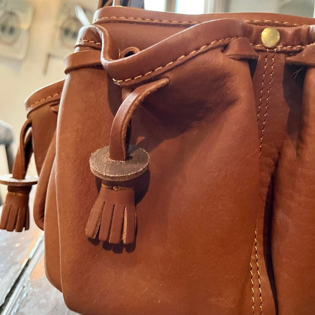 Sac bandoulière en cuir marron (grand modèle)