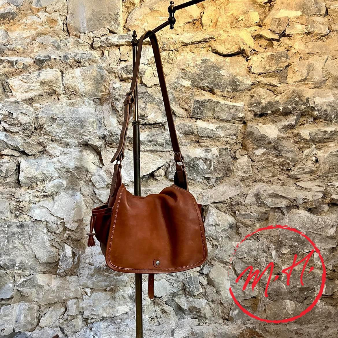 Sac bandoulière en cuir marron (petit modèle)