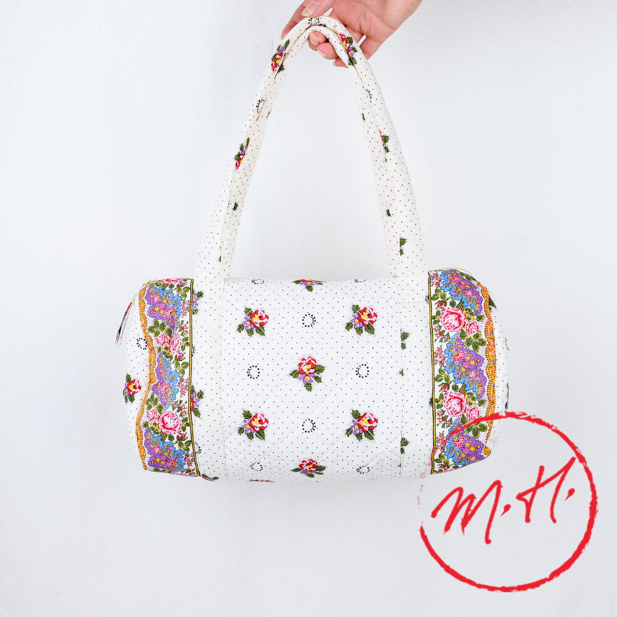 Sac voyage Petit Escampadou matelassé coton Printemps blanc rose