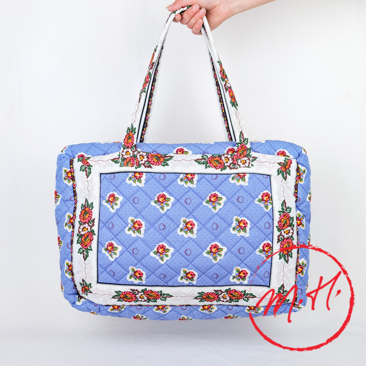 Sac MAXI ADIANA matelassé losange coton Printemps bleu Grosse Rose