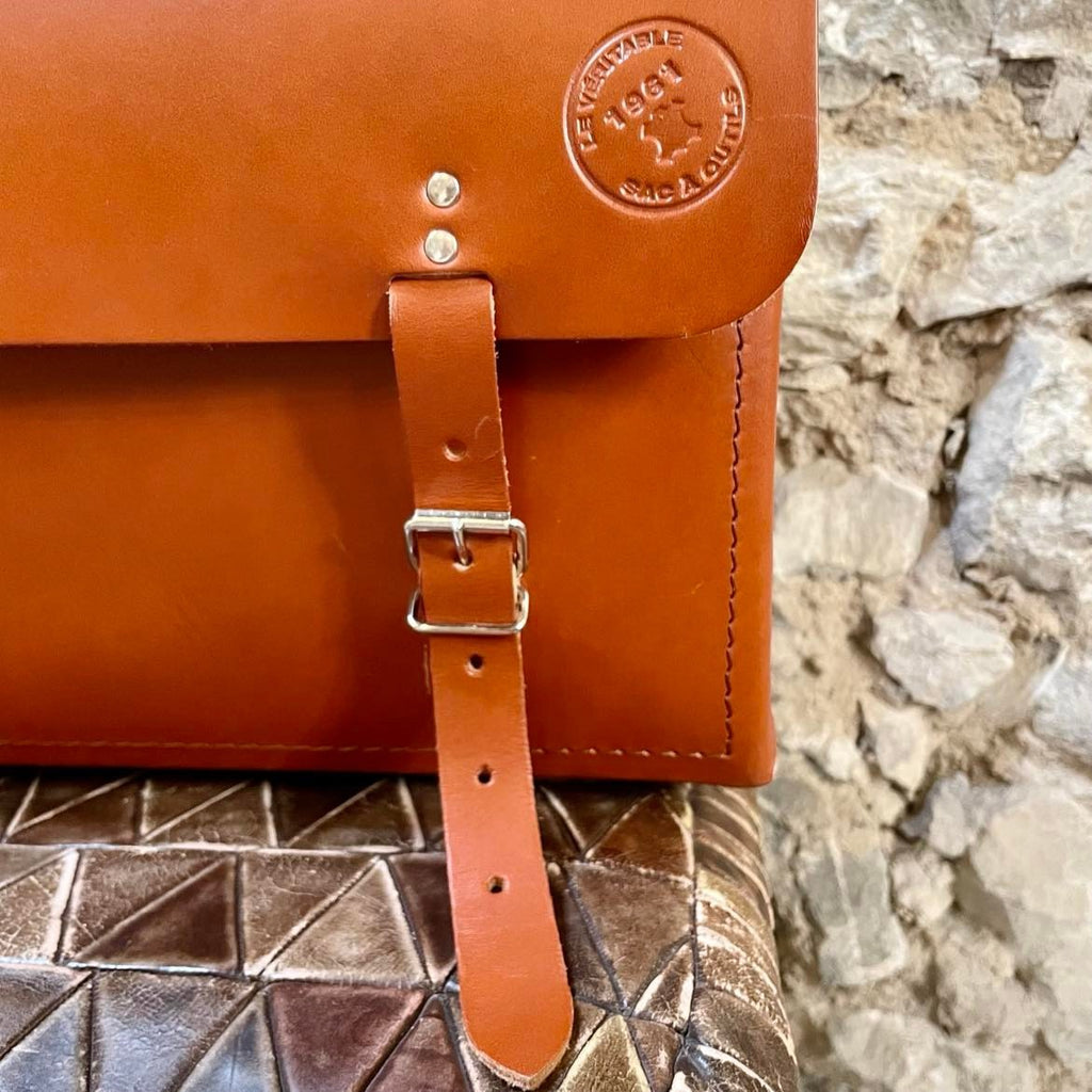 Sacoche à outils rigide en cuir avec poignée