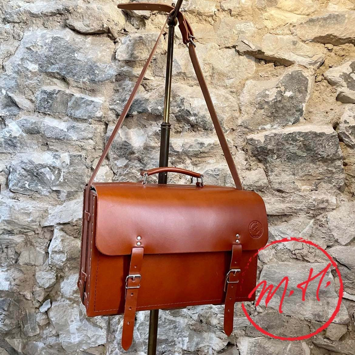 Sacoche à outils rigide en cuir avec poignée