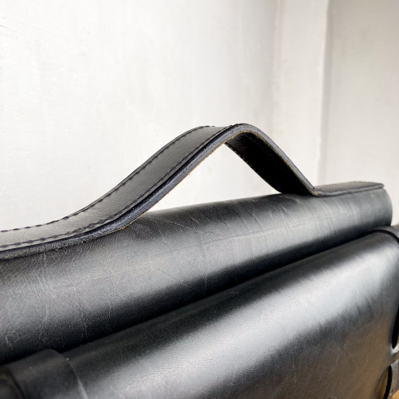 Sacoche cartable double de vélo en cuir noir