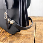 Sacoche cartable double de vélo en cuir noir