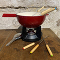 Service à fondue fonte / émail rouge