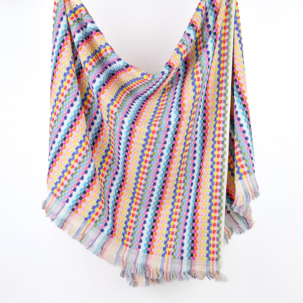 Drap de plage à carreaux