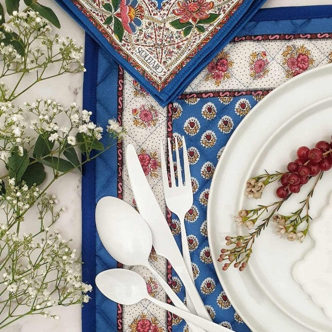 Set de table Fleur d'Arles bleu Souleiado