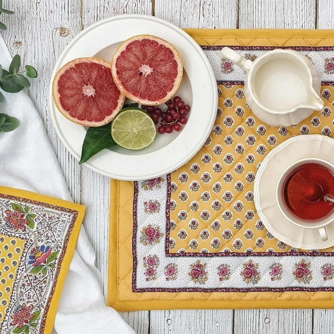 Set de table Fleur d'Arles jaune Souleiado