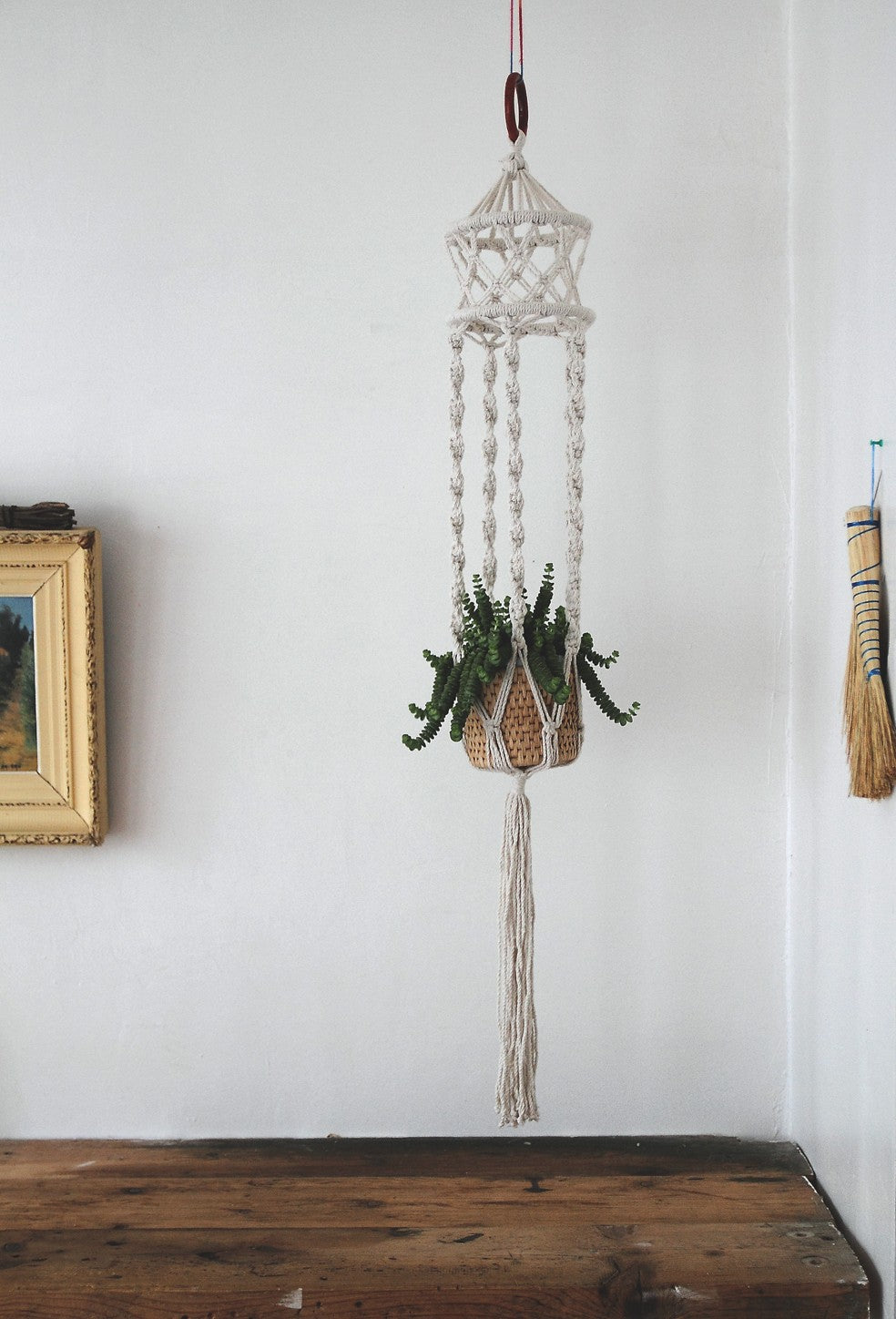 Suspension de plante en macramé