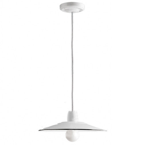 Suspension en porcelaine blanche et émail Ø 28 cm