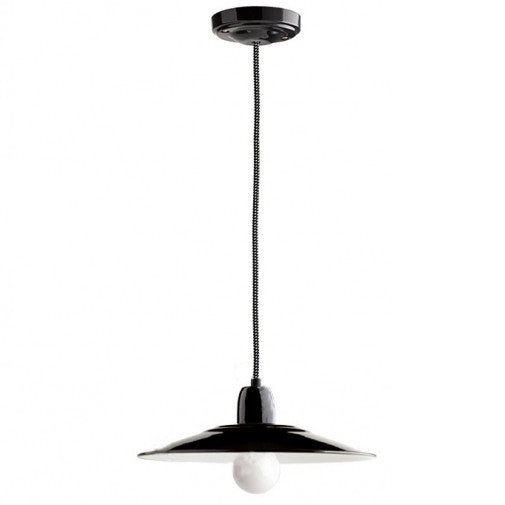 Suspension en porcelaine blanche et émail Ø 28 cm