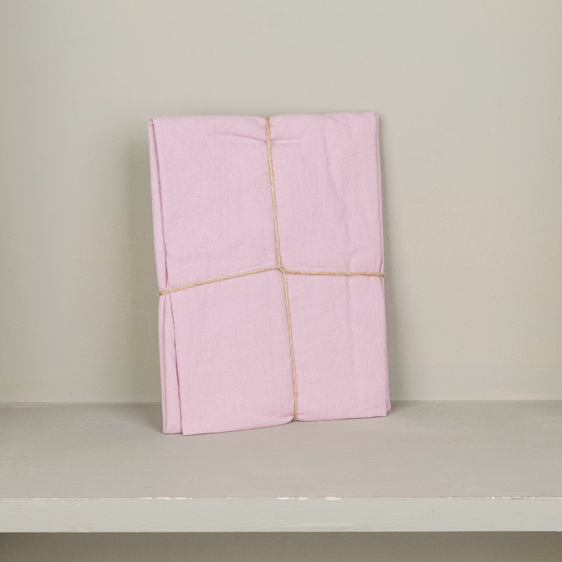 Taie d'oreiller en lin et coton rose