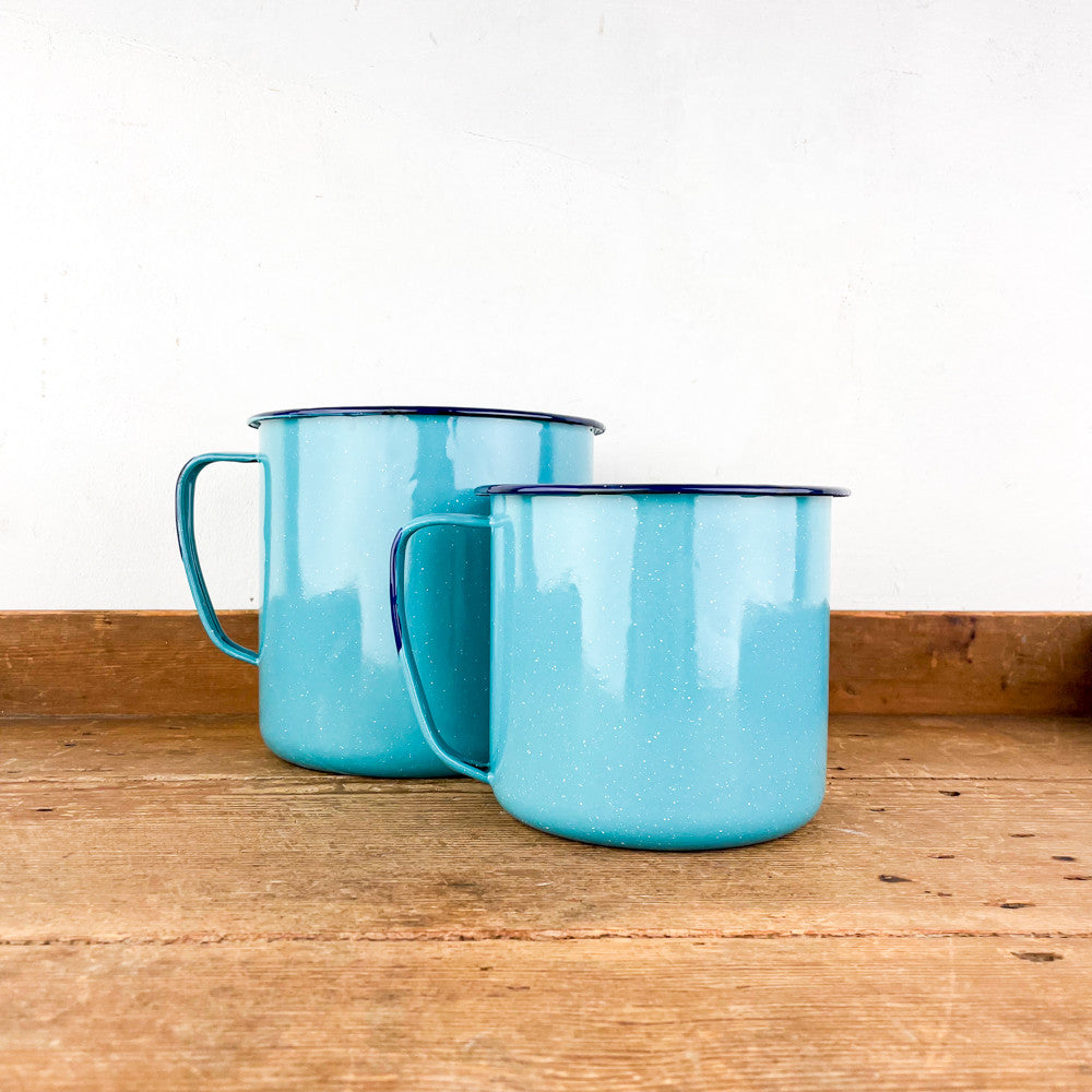 tasse bouilloire cinsa en email turquoise marque mexicaine
