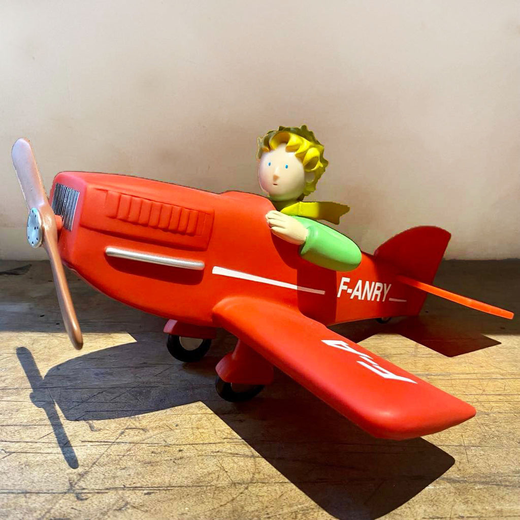 Tirelire le Petit Prince dans son avion