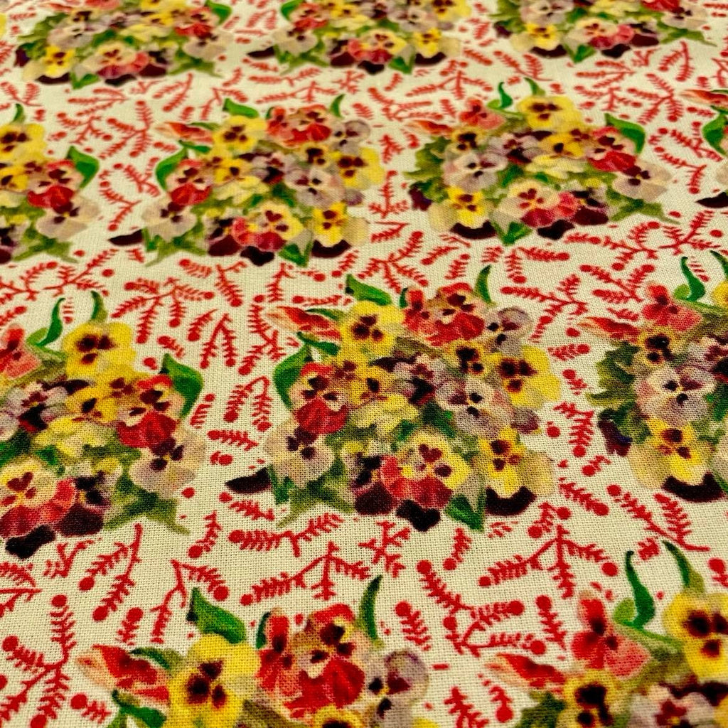 Tissu au mètre bouquet de pensées