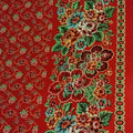 Tissu au mètre "Indianaire" crème rouge