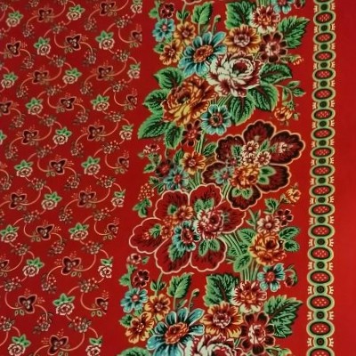 Tissu au mètre "Indianaire" crème rouge