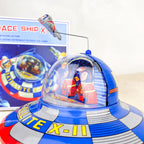 Vaisseau spatial bleu mécanique