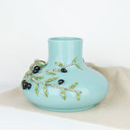 Vase bleu turquoise olives