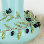 Vase bleu turquoise olives