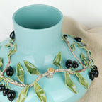 Vase bleu turquoise olives