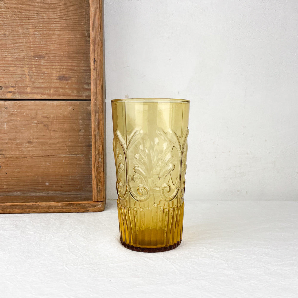 Verre motif Palmes ambré