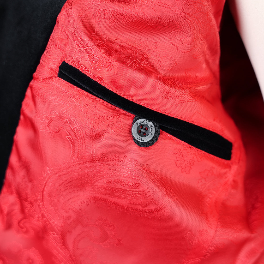 Veste Gardian Femme Velours Palatine Noir satin rouge