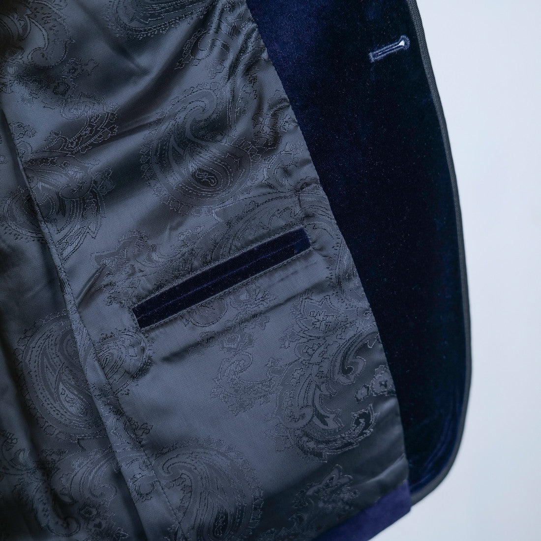 Veste Gardian Homme Velours Bleu et satin noir