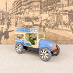 Voiture limousine beige et bleue mécanique