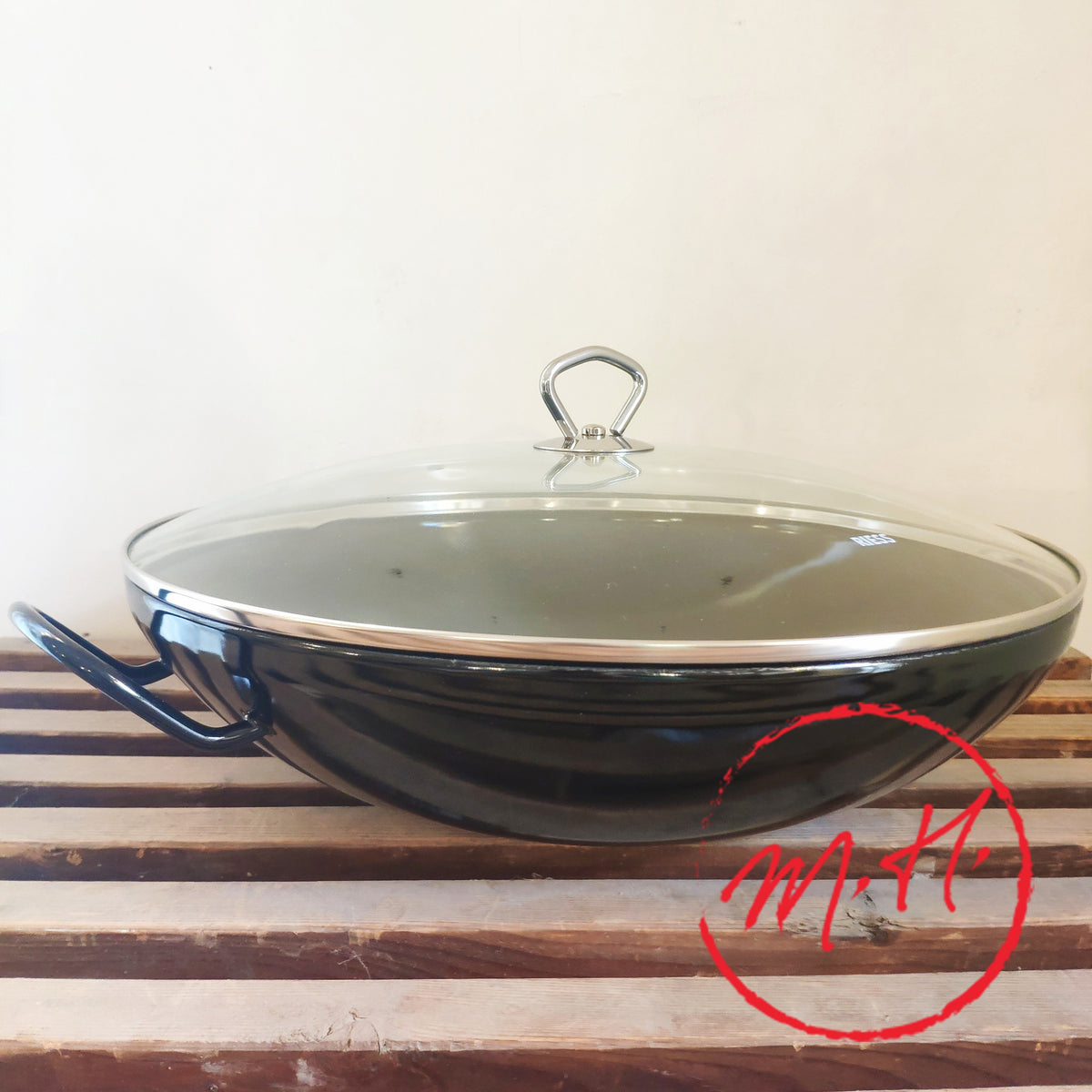 Wok émaillé noir Ø36